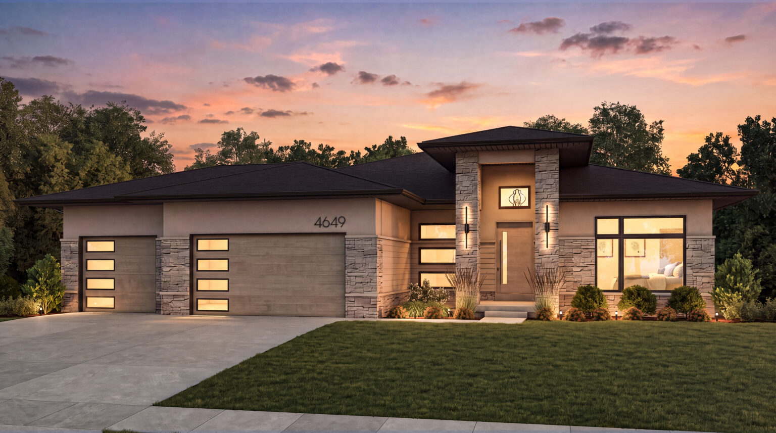 4649 176th St V3 Dusk, an architectural rendering by XR3D Studios