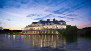 Commercial exterior rendering of Augusta Rowing Club Rear Right Night