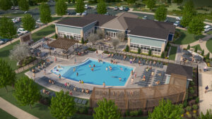 Commercial exterior rendering of Clubhouse Aerial