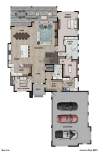 Colorized 2D floor plan: Downhill 4291 2D Colorized Floor Plan — Page 01