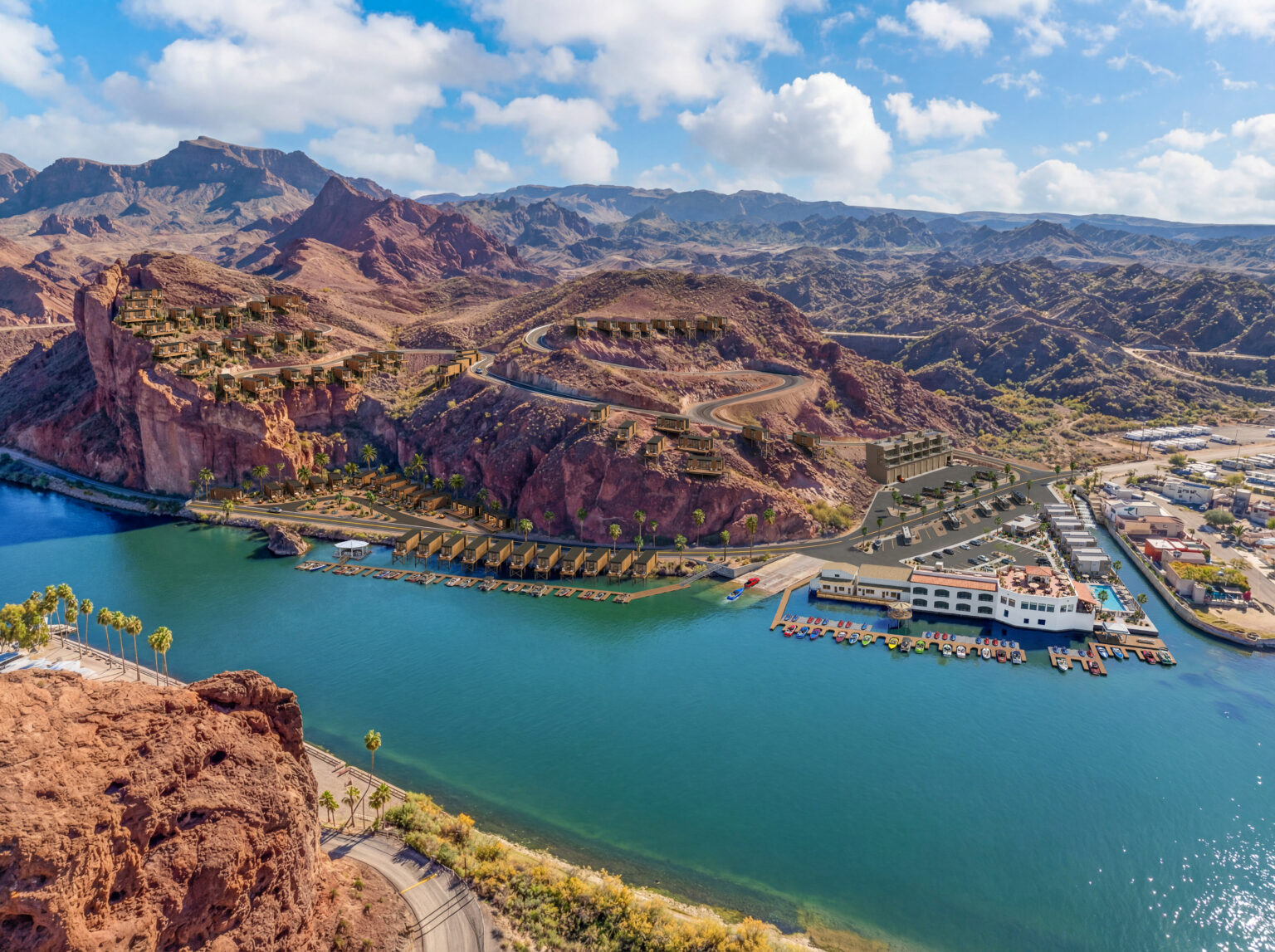 Architectural photo comparison of Red Rock Resort Aerial - After