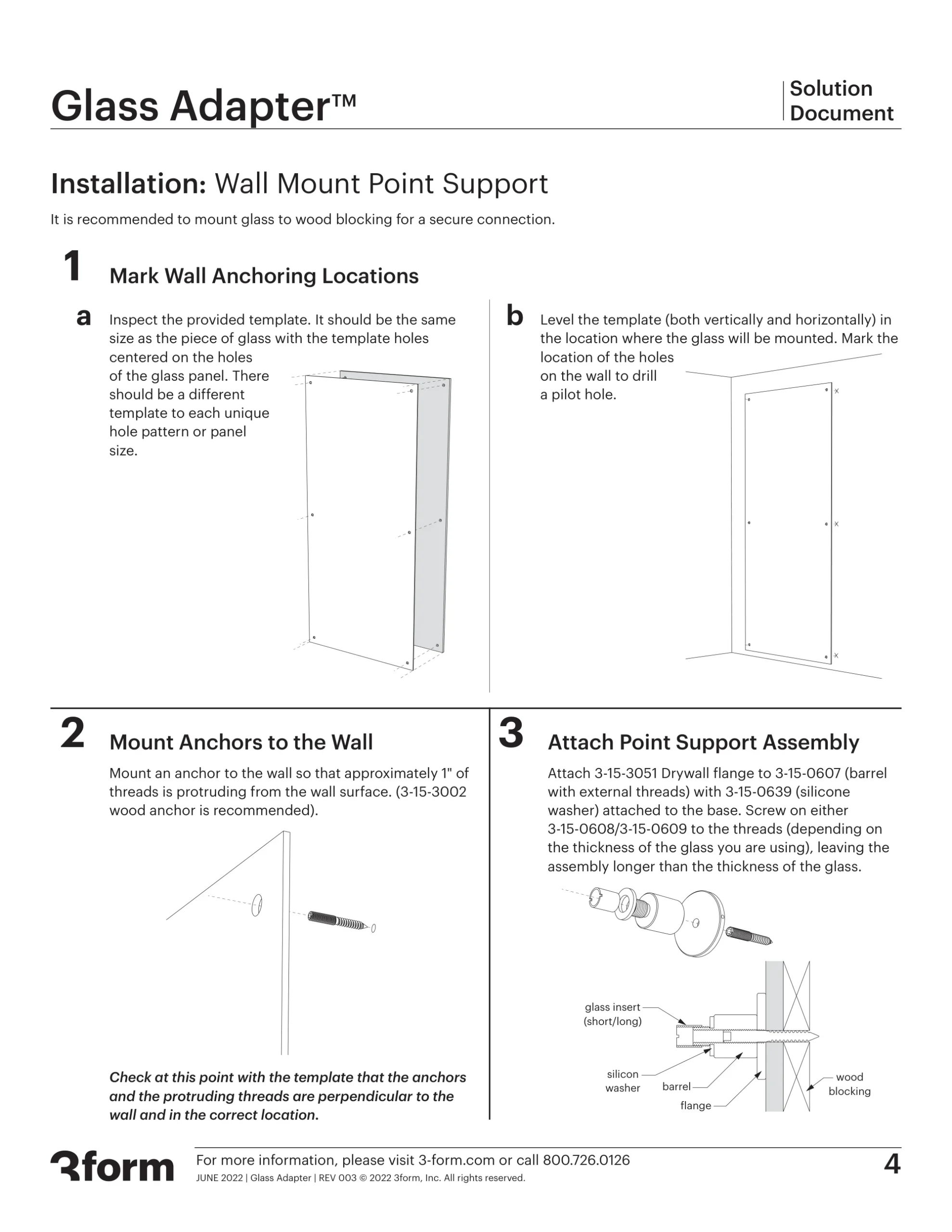 Glass Adapter installation page with illustrated mounting steps